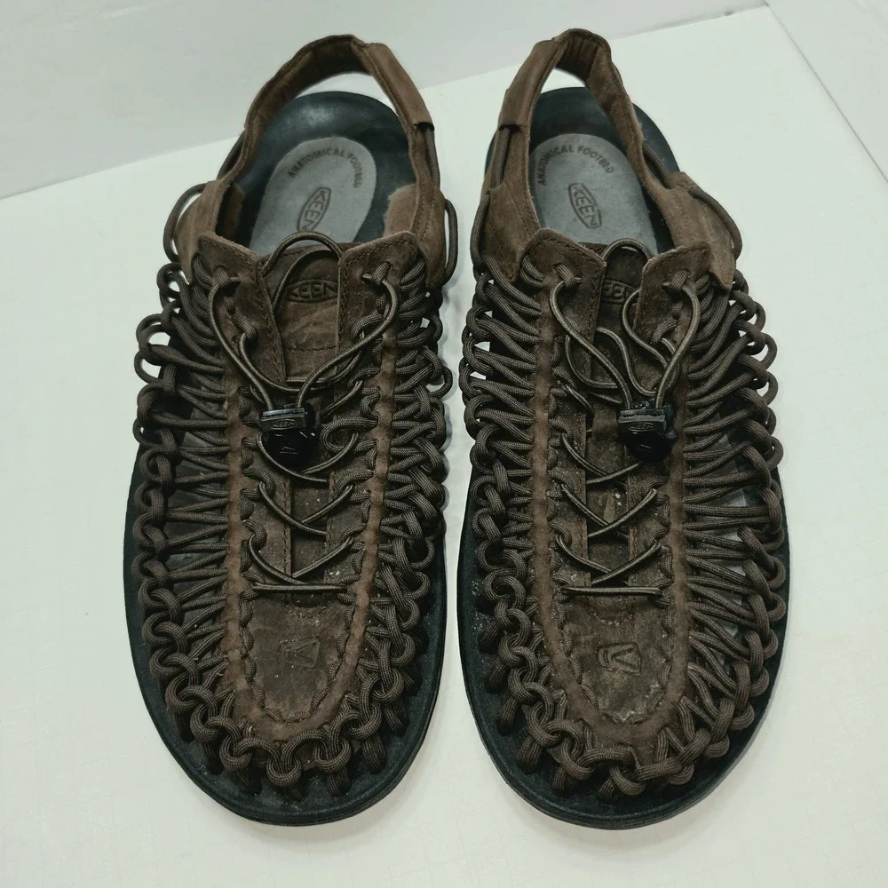 KEEN Uneek Mens Sandals Brown Suede Cord Outdoor Hiking Shoes Size 13